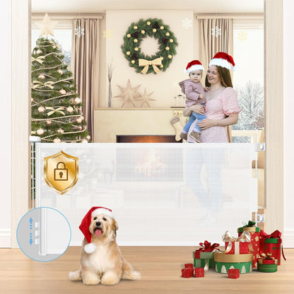 HAMOPY Retractable Baby Gate, 33" Tall, Extends up to 55" Wide, Durable Auto-Lock Baby Gates for Stairs, Mesh Dog Gate and Child Safety Gates for Doorways, Hallways, Indoor, Outdoor(Black)