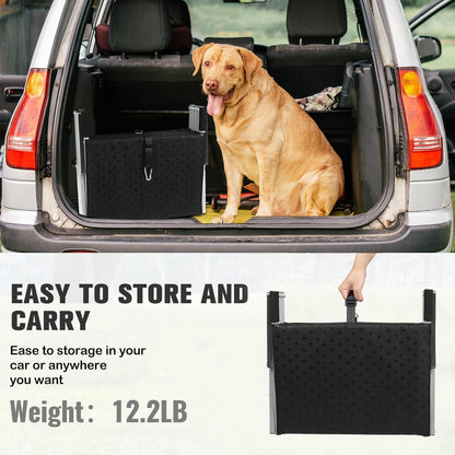 Niubya Dog Ramps for Cars, Portable Folding Dog Stairs for Cars, SUV, Trucks, Lightweight Pet Ramp for Large Dogs with Non-Slip Surface, Reinforced Pet Steps Supports Up to 200 lb, 6 Steps