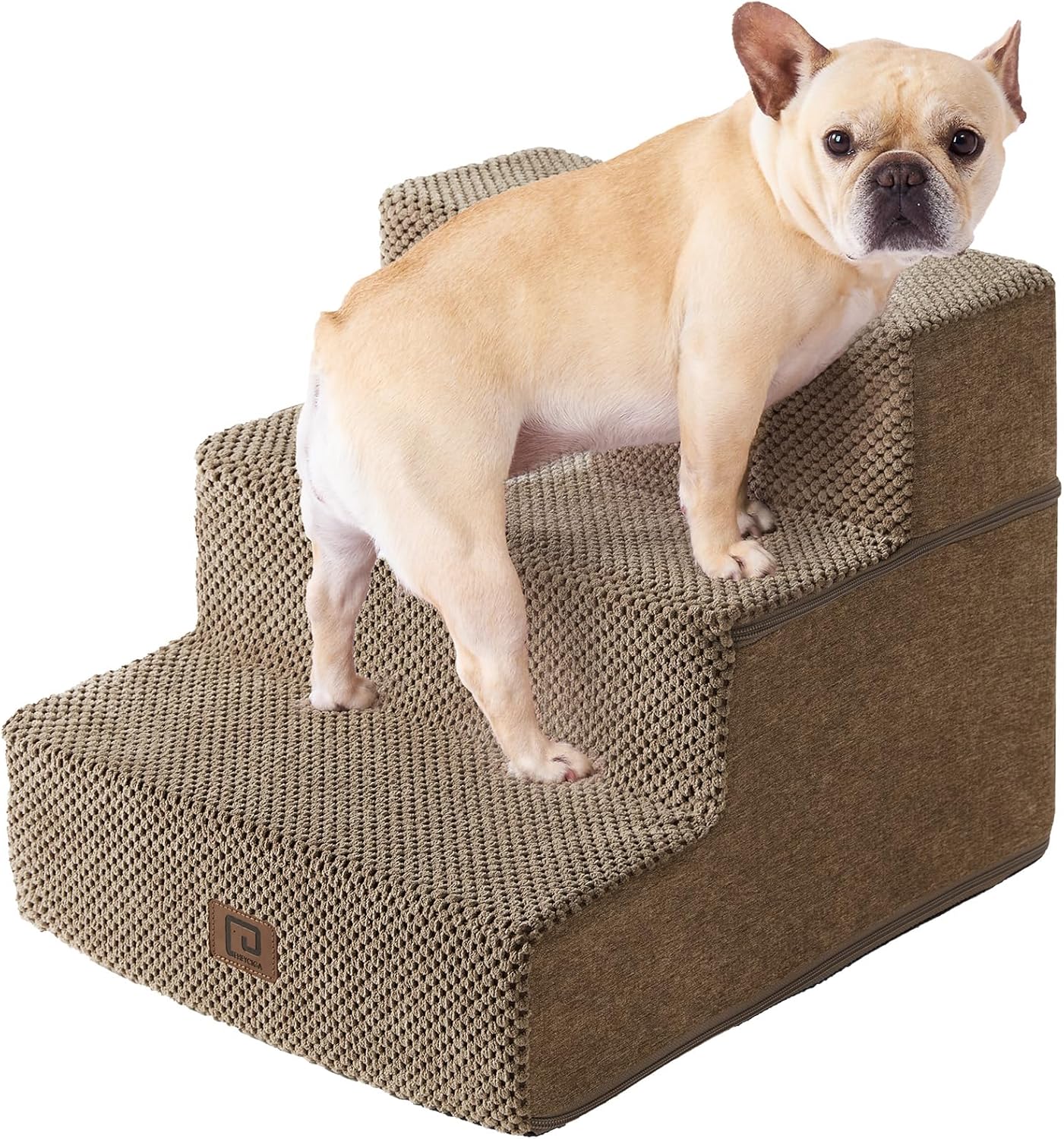EHEYCIGA Dog Stairs for High Bed 22.5" H, 5-Step Dog Steps for Bed, Pet Steps for Small Dogs and Cats, Non-Slip Balanced Pet Ramp Indoor, Grey