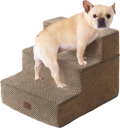 EHEYCIGA Dog Stairs for High Bed 22.5" H, 5-Step Dog Steps for Bed, Pet Steps for Small Dogs and Cats, Non-Slip Balanced Pet Ramp Indoor, Grey