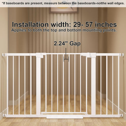 29-42 inches Metal Baby Gate for Stairs/Doorways, 30 inches Tall Pressure Mounted Pet Gates, Auto-Close Child Safety Gate, No Drilling Easy Walk-Through Dog Gate Indoor, Black