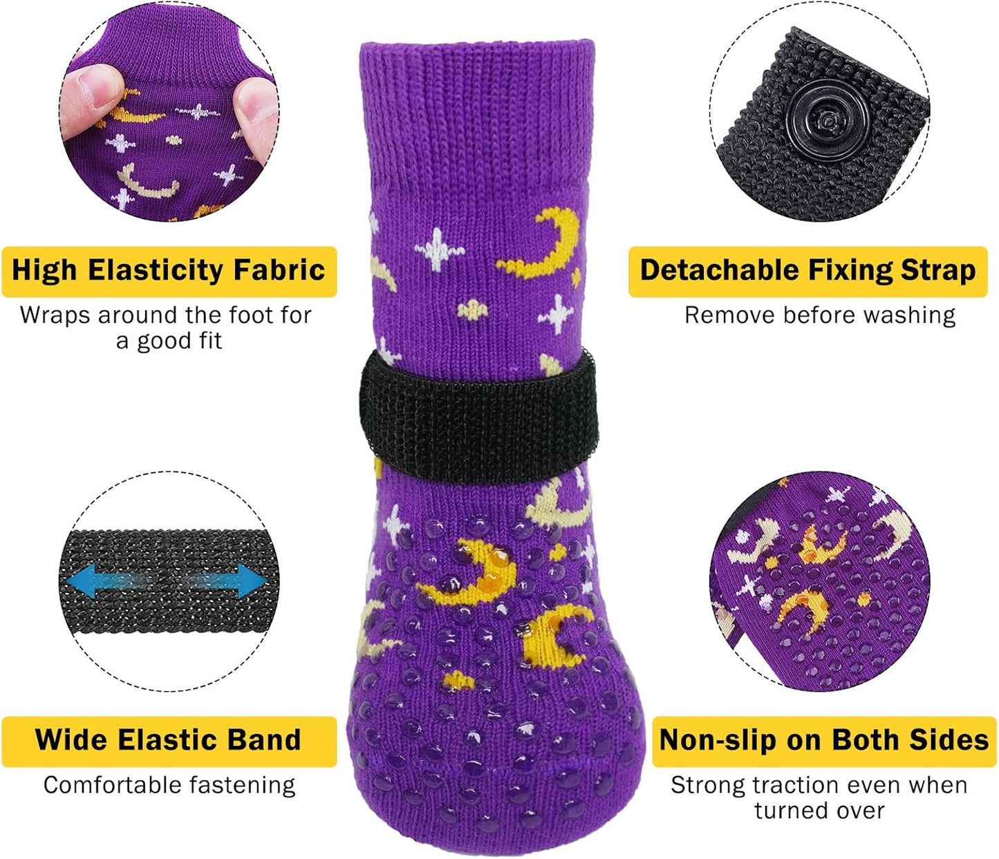 SCENEREAL 6Pcs Anti Slip Dog Socks to Prevent Licking Paws for Hot/Cold Pavement, Dog Grippy Socks for Hardwood Floors, Dog Shoes for Boots & Paw Protectors for Puppy Small Medium Large Senior Dogs