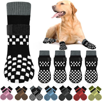 Anti Slip Dog Socks to Prevent Licking Paws, Dog Shoes for Hot/Cold Pavement, Dog Boots on Hardwood Floors, Traction Control Dog Booties & Paw Protectors for Small Medium Large Senior Dogs