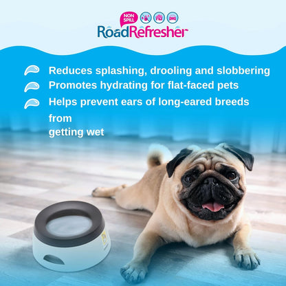 Prestige Pets Road Refresher™️ - Cat and Dog Water Bowl Dispenser - No Spill Water Bowl for Dogs and Cats - Travel Cat Bowl or Dog Bowl - Grey - Large