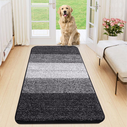 Smiry Dog Door Mat for Muddy Paws, Absorbs Moisture and Dirt, Low-Profile Entryway Mat with Non-Slip Backing, Entry Indoor Outdoor Doormat for Inside Floor (30x20 Inches, Grey, Striped)