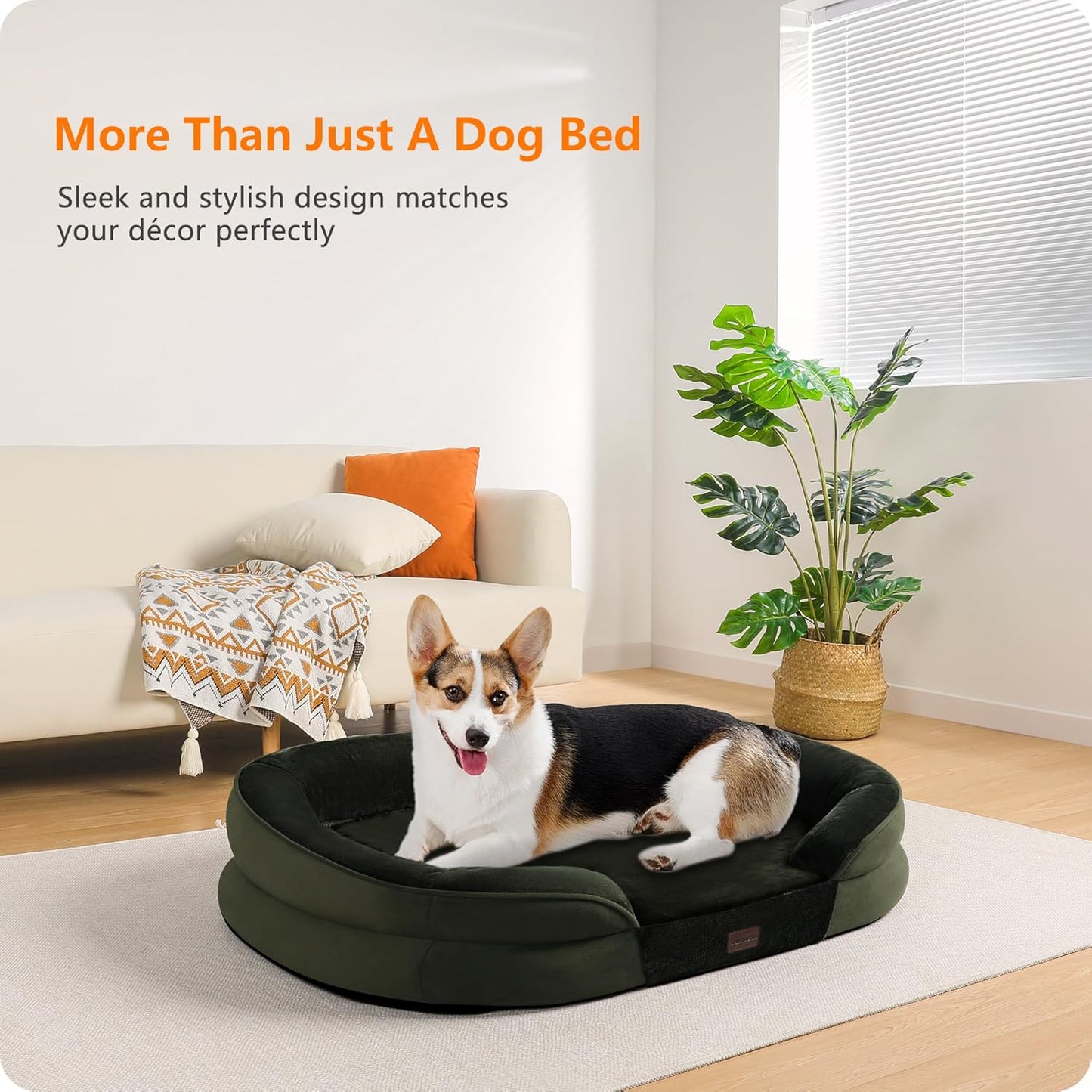 Dwanton Orthopedic Dog Bed for Medium Dogs with Gel Memory Foam, Waterproof Dog Sofa, Washable Pet Bed with Four Sided Bolster Cushion, Removable Cover & Non-Slip Bottom, 36", Dark Gray