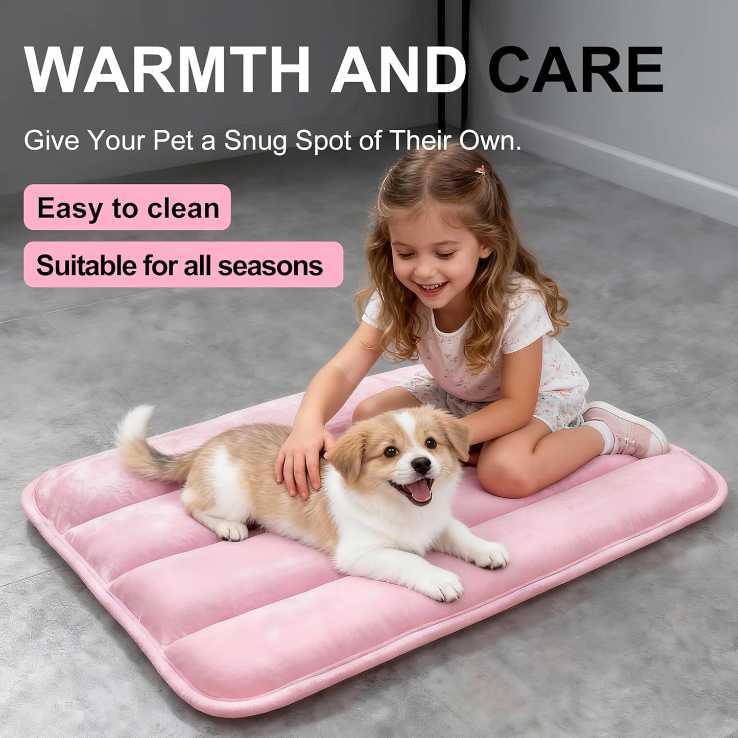 Dog Bed Mat, Reversible Crate Pad & Cute Dog Bed - Machine Washable Kennel Mat with Ultra Soft for Small Dogs (Cool/Warm), 24" x 18", Grey&Star