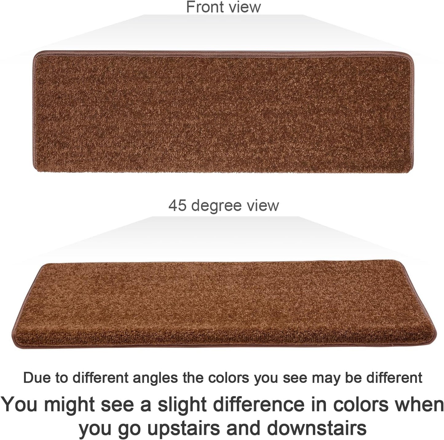 PURE ERA Bullnose Carpet Stair Treads Set Tape Free Non-Slip Indoor Stair Protectors Pet Friendly Rugs Covers Soft Skid Resistant Washable Reusable 9.5" x 30"(14 Pieces,Cream Gray)