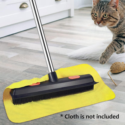 Rubber Broom and Pet Hair Removal Brush Set for Carpet, Fur Remover Broom with Squeegee for Wooden Floor, Detailing Lint Remover Brush for Pet Dog Cat Hair Car Interior