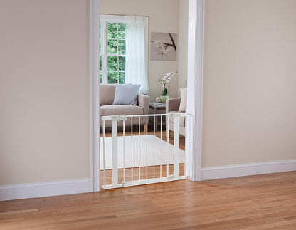 Safety 1st Easy Install Baby Gate for Doorways, Auto-Close Pressure-Mounted Magnetic Latch, Indoor Dog Gates, No Drilling, Fits 29"-38", Grey