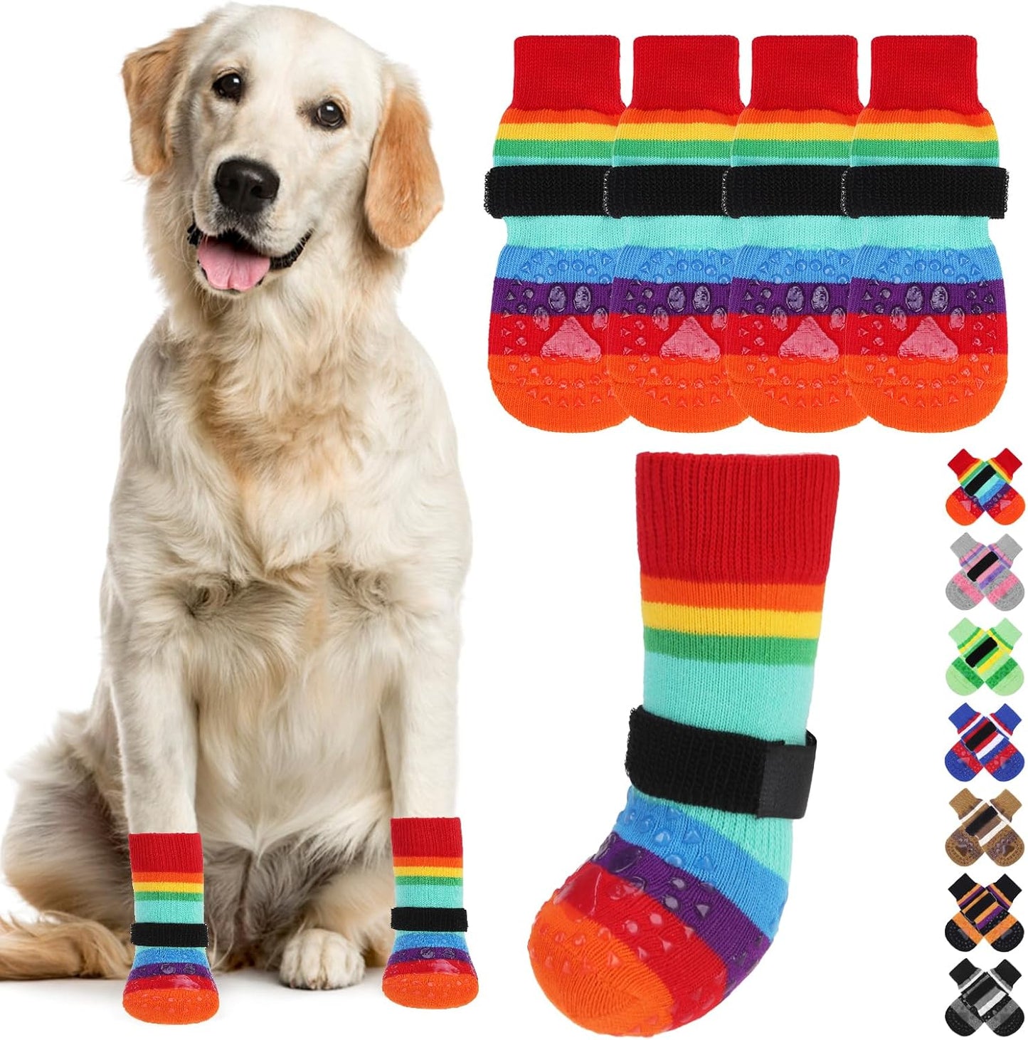 KOOLTAIL Dog Socks Shoes for Hot Pavement to Prevent Licking Paws, Winter Dog Boots&Paw Protector for Hardwood Floors Anti Slip,Traction Control Grip Booties for Small Medium Large Senior Dogs,Black M