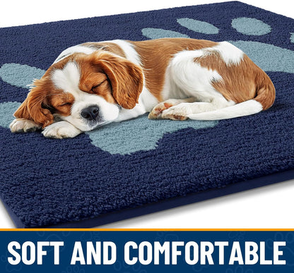 Smiry Dog Door Mat for Muddy Paws, Absorbs Moisture and Dirt, Low-Profile Entryway Mat with Non-Slip Backing, Entry Indoor Outdoor Doormat for Inside Floor (30x20 Inches, Grey, Striped)