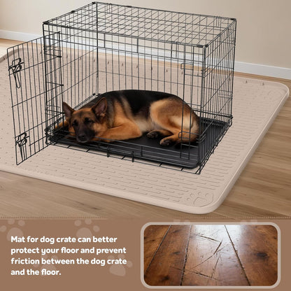 Silicone Dog Crate Mat, 50"x35" Under Dog Crate Kennel Pad with Raised Edge, Washable Dogs Bed Mat, Waterproof, Leakproof, Protect Floors (Green)