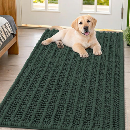 Smiry Dog Door Mat for Muddy Paws 30x20, Extra Soft Absorbent Chenille Doormat, Trap Moisture and Dirt, Non-Slip Machine Washable Front Door Mat for Indoor Entrance Inside Floor, Grey