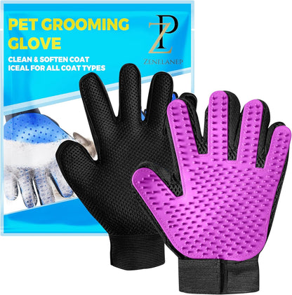 Upgrade Pet Grooming Gloves, Grooming Gloves for Dogs, Cats, Rabbits & Horses with Long and Short Hair, Efficient Pets Hair Remover Mittens - 1 Pair (Blue)