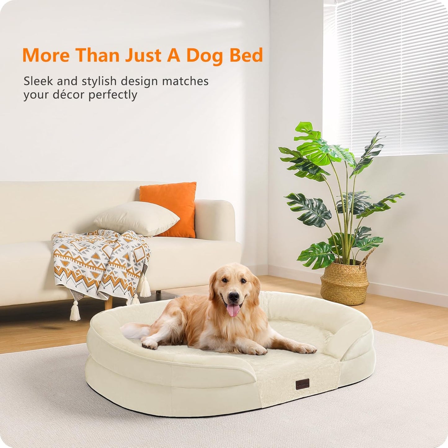 Dwanton Orthopedic Dog Bed for Medium Dogs with Gel Memory Foam, Waterproof Dog Sofa, Washable Pet Bed with Four Sided Bolster Cushion, Removable Cover & Non-Slip Bottom, 36", Dark Gray