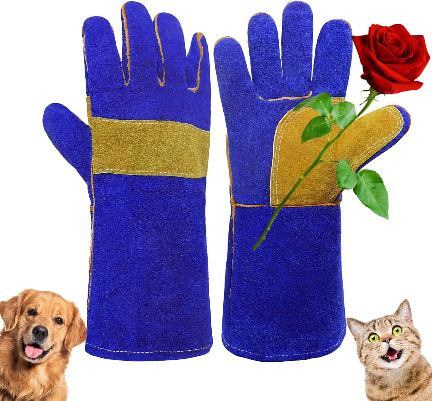 HANDLANDY Animal Handling Gloves, Bite-Proof, Scratch-Resistant, Pet Gloves for Dogs, Cats, Falconry, Gardening