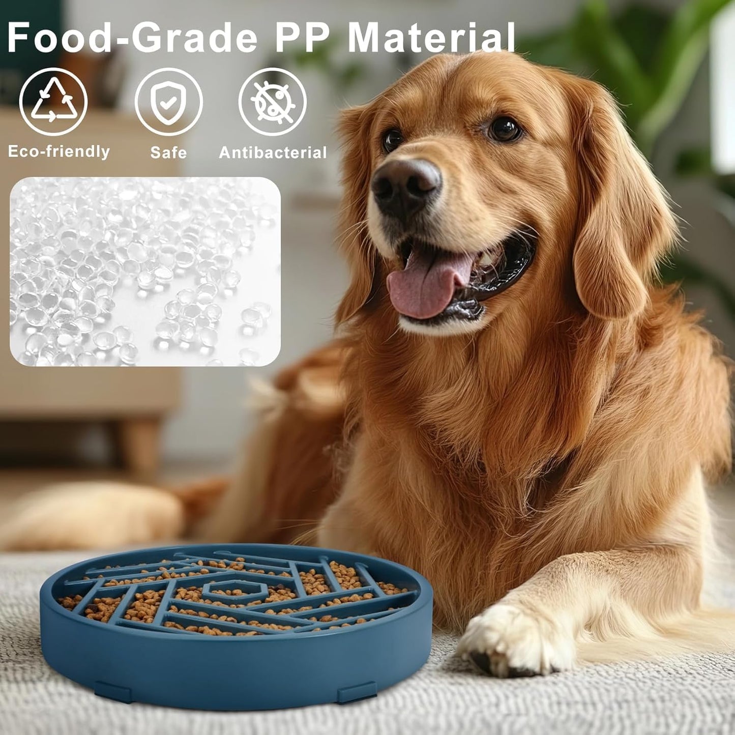 TOBYTO Slow Feeder Dog Bowls Large Medium Breed,Anti-Choking Slow Eating Dog Food Bowl,Non Slip Pet Slower Food Feeding Bowls Large Puzzle Slow Feeder Bloat Stop Maze Dog Dishes,Black