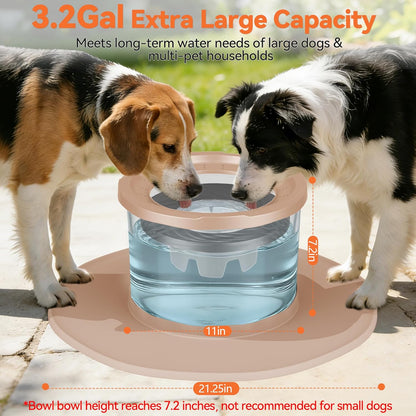 Decflow 12L No Spill Dog Water Bowl for Large Dogs, Stainless Steel Spill Proof Bowls with Suction Cup Anti-Skid Mat, Slow Drinking Feeder for Messy Drinkers, Heavy Duty Pet Bowls for Indoor/Outdoor