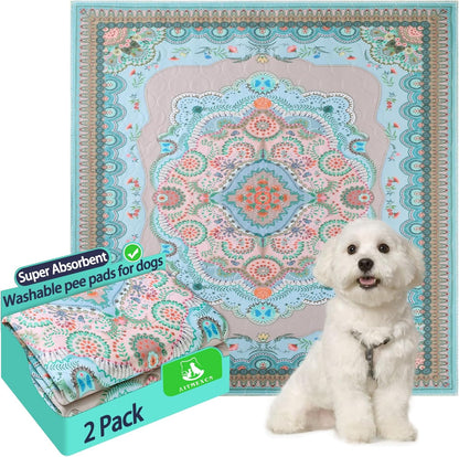 Aitmexcn Washable Puppy Dog Pee Pad, 2PCS 100% Waterproof Whelping Training Mat for Puppy/Senior Dog, Fast Drying Reusable Puppy Pads for Indoor, Outdoor and Car Travel- 24'' x 36''
