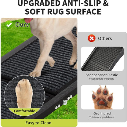 GarveeLife 63 in Long Dog Ramp for Cars, 20 in Wide Folding Pet Ramp for Large Dogs with Non-Slip Surface Portable Dog Car Ramp for SUV Car & Truck, Outdoor Dog Ramp Up to 250 LBS