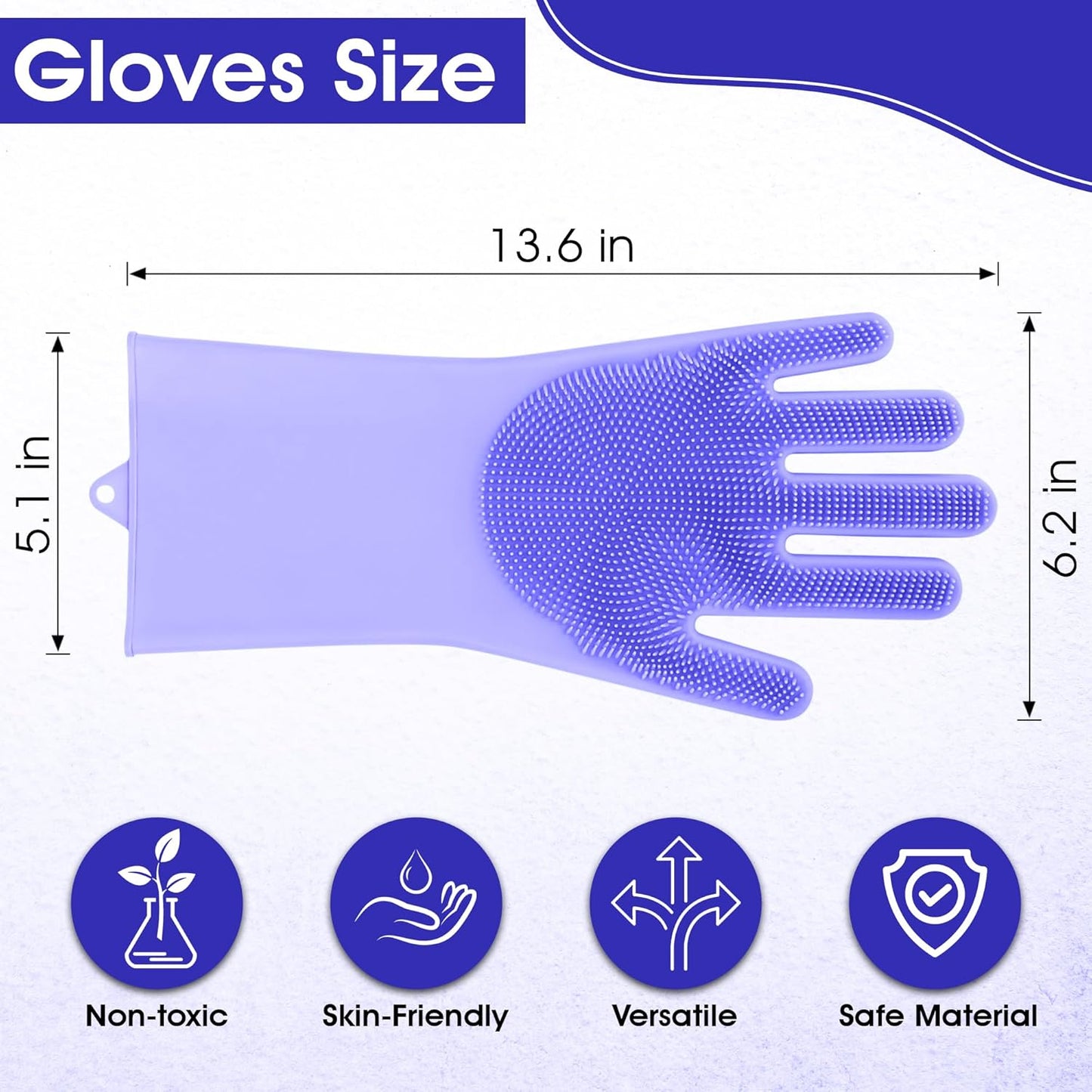 High-Density Silicone Pet Grooming Gloves with Enhanced Five Finger Design for Bathing, Massaging Dogs and Cats (Blue)