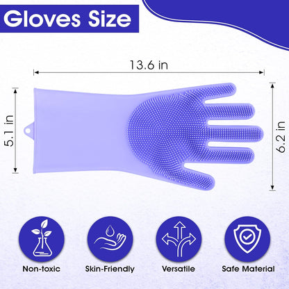 High-Density Silicone Pet Grooming Gloves with Enhanced Five Finger Design for Bathing, Massaging Dogs and Cats (Blue)