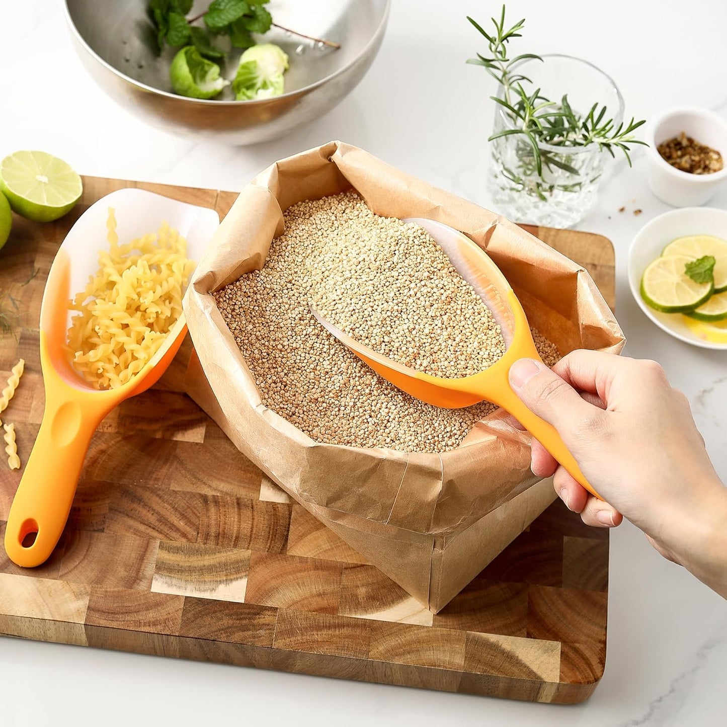 Spring Chef Dog Food Scoop, Contoured Translucent Flexi-Plastic Pet Food Scooper with Soft Grip Handle, Kitchen Magnetic Ice Scoop for Freezer, Ice Machine, Popcorn, Flour, Coffee Bean - Mint