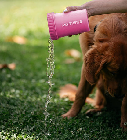 Dexas MudBuster Medium Dog Paw Cleaner in Fuchsia - Fits 1.5"-2.5" Wide Paws, Portable Paw Washer for Muddy Paws, Dog Paw Cleaning Cup with Gentle Silicone Bristles, Quick Clean Pet Paw Washer