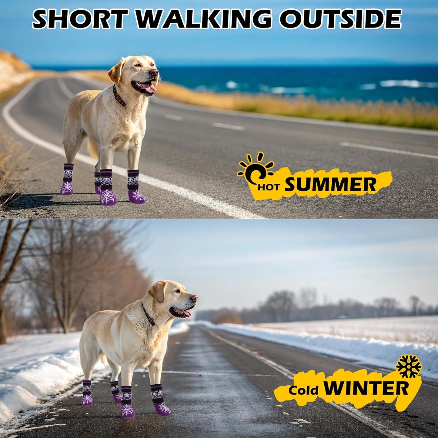 EXPAWLORER 6Pcs Anti-Slip Dog Socks to Prevent Licking Paws,Dog Shoes for Hot Pavement,Dog Booties Traction Control on Hardwood Floor,Boots & Paw Protectors, for Puppy Small Medium Large Senior Dogs