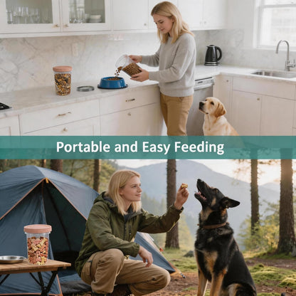 3 Pack Dog Treat Container - Airtight Dog Treat Holder with Lid - Reusable Cat Treat Container - Cute Cat Treat Cookie Container Set - Plastic Pet Dog Cat Food Storage Container