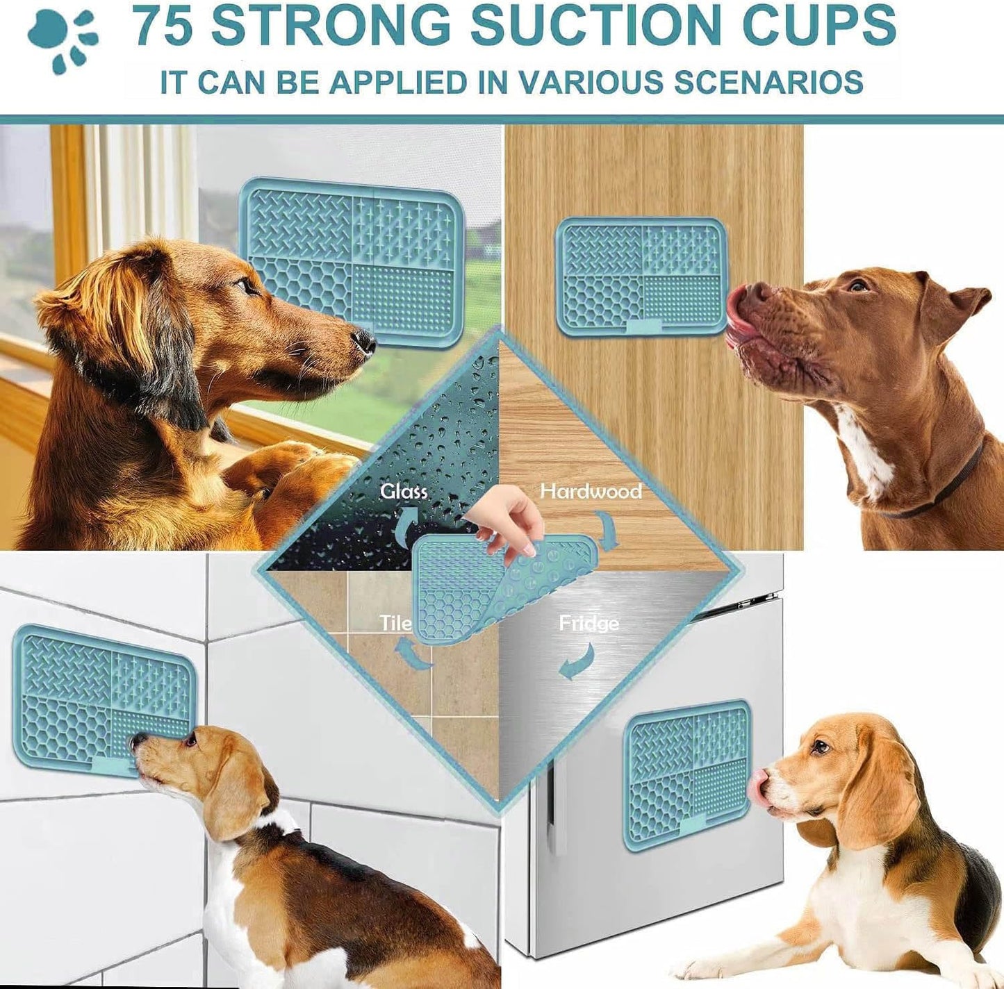 Licking Mat for Dogs & Cats with Suction Cups, 1 Pack Square Dog Slow Feeder Lick Pat for Anxiety Relief & Boredom, Dog Toys to Keep Them Busy, Pets Grooming Bathing Training Mat