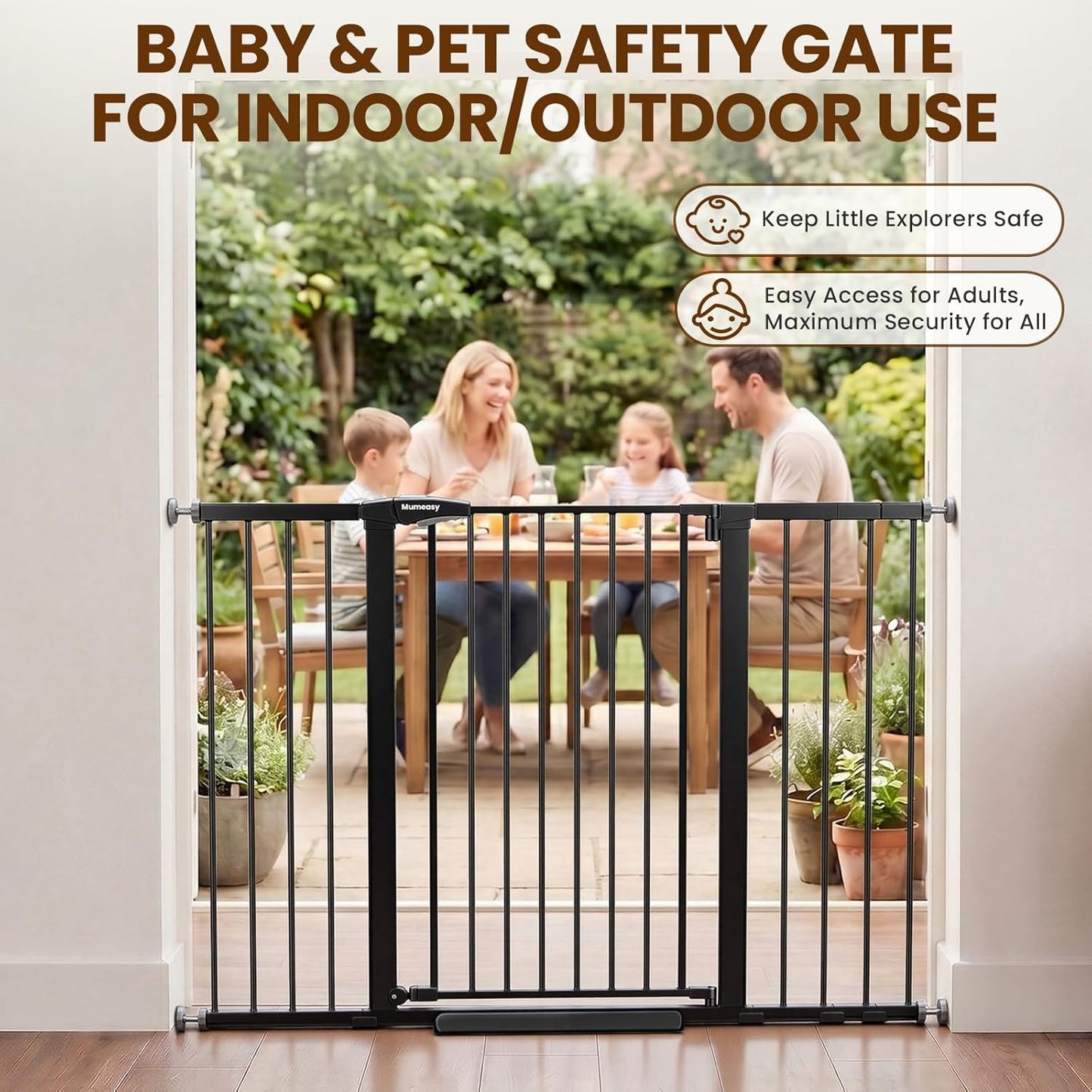 Mumeasy 36" High Extra Tall Dog Gate, 29.6"-40.5" Wide Pressure Mounted Tall Baby Gate for Dog, Auto Close Pet Gate with Door for Stairs,Doorways,House,Black