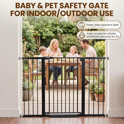 Mumeasy 36" High Extra Tall Dog Gate, 29.6"-40.5" Wide Pressure Mounted Tall Baby Gate for Dog, Auto Close Pet Gate with Door for Stairs,Doorways,House,Black