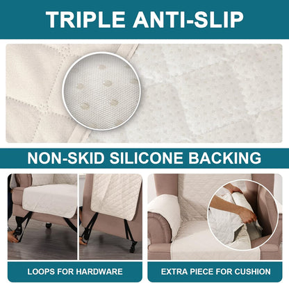 Turquoize 100% Waterproof Sofa Covers Couch Cover Sofa Cover for Dogs Couch Protector Triple Non-Slip Sofa Slipcover for 3 Cushion Couch Furniture Protector for Pets, Kids,Dog (Sofa 70", Ivory)