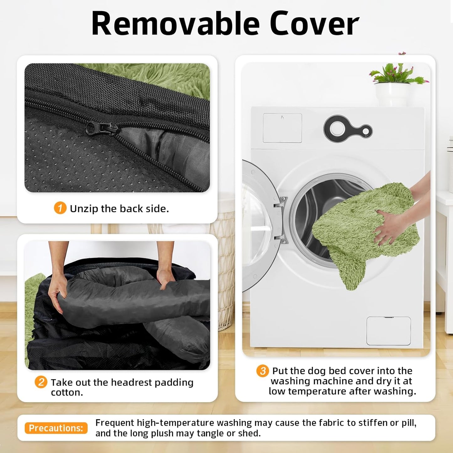 Calming Dog Bed Fluffy Plush Dog Mat for Furniture Protector with Removable Washable Cover for Large Medium Small Dogs and Cats (Large, Light Grey)