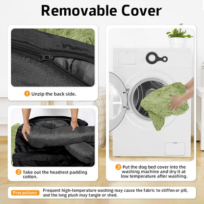 Calming Dog Bed Fluffy Plush Dog Mat for Furniture Protector with Removable Washable Cover for Large Medium Small Dogs and Cats (Large, Light Grey)