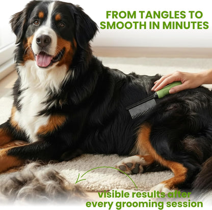 Poodle Dematting Fur Rake Comb Brush for Dogs and Cats - Long 2.5" Steel Safety Blades Metal Comb for Detangling Matted or Knotted Undercoat Hair (Orange)