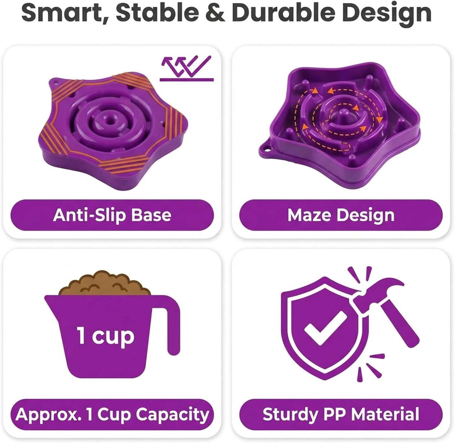 Pet Slow Feeder Bowl for Small Dogs, Puzzle Feeder for Petite Dogs, Anti-Choking, Slow Eating, 350ML Capacity, BPA-Free, Small Size