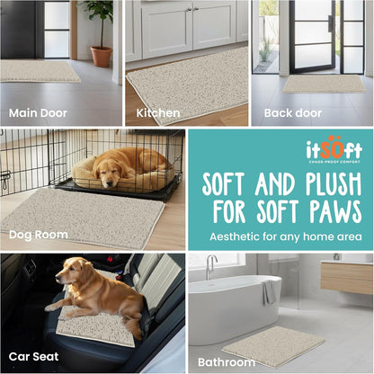 Dog Rugs for Muddy Paws 22x14 | Cleaner Mud Free Floors | Muddy Dogs Mats for Indoor, Dog Mat for Muddy Paws Door Mat Washable, Absorbent Chenille Mud Rug Paw Matt w/ Non Slip Backing, Charcoal Grey