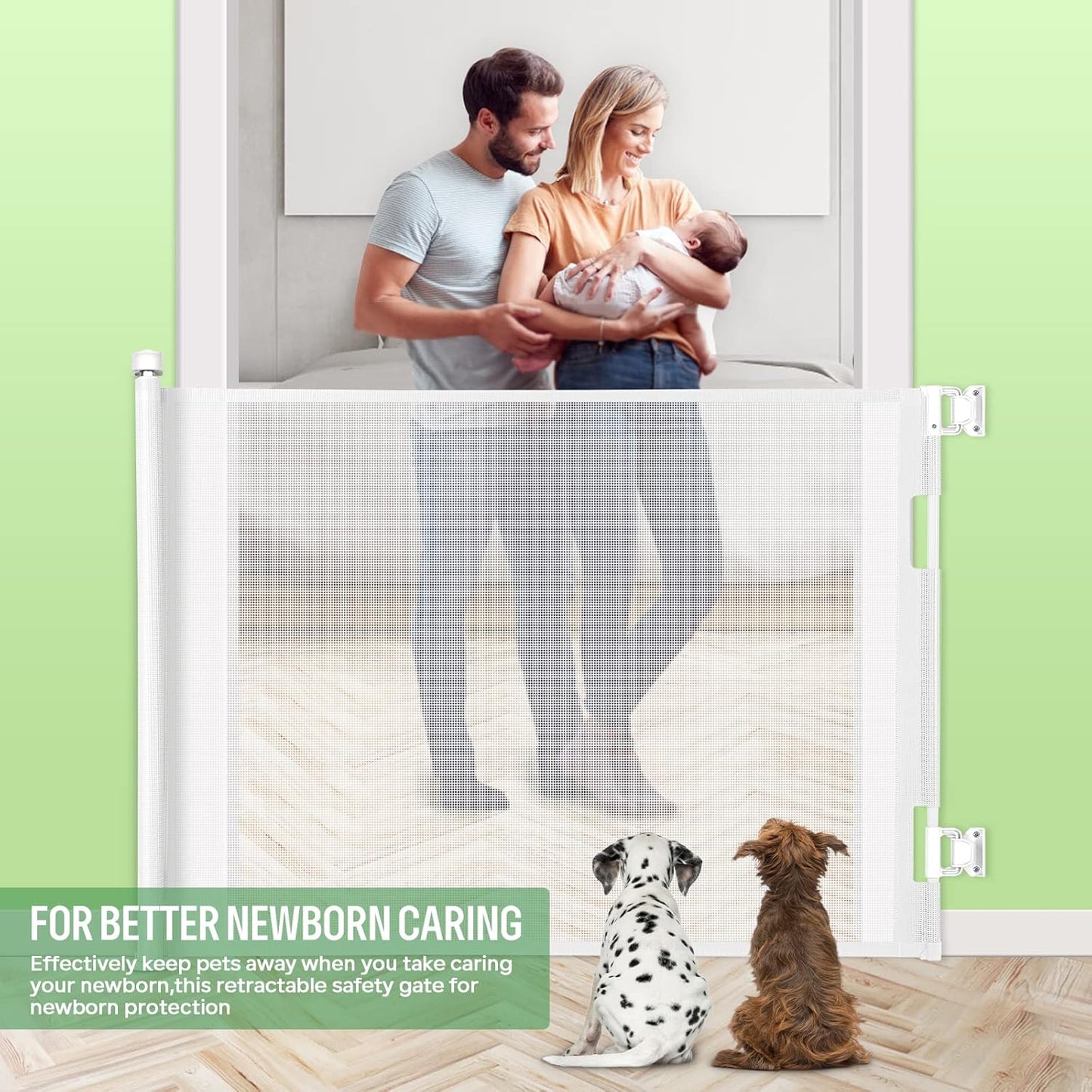 Upgraded Retractable Baby Gate, Extra Wide Safety Kids or Pets Gate, 33” Tall, Extends to 71” Wide, Mesh Safety Dog Gate for Stairs, Indoor, Outdoor, Doorways, Hallways(33”x71”, Black)