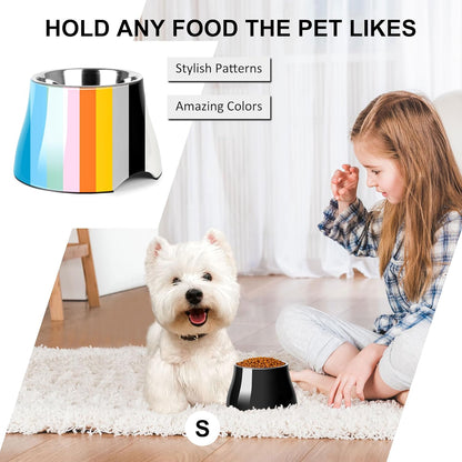 Dog Bowls,Cone Friendly Non Slip Single Dog Bowl with Stainless Steel Inner, Raised Bowls for Small Dogs Spaniel Dogs Long Ear, High Capacity, M/2 Cup Pink