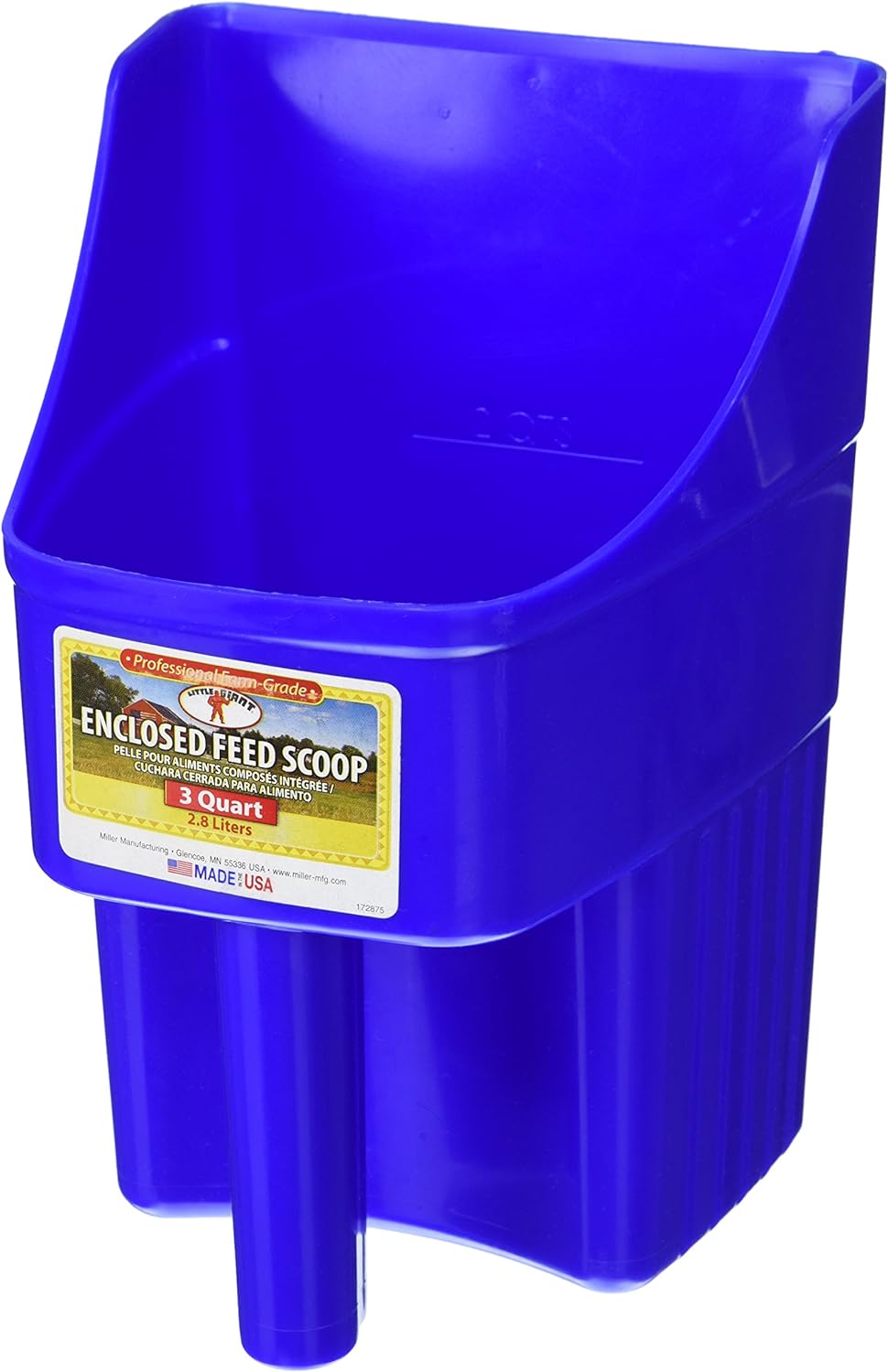 Little Giant® Plastic Enclosed Feed Scoop | Heavy Duty Durable Stackable Horse Feed Scoop with Measure Marks | Livestock Hand Scooper | 3 Quart