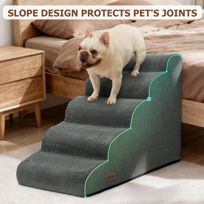 Aodisman Dog Ramp and Stairs for Small Dogs & Cats,3-Step Pet Stairs for Couch Sofa and Chair,Indoor Anti-Slip Dog Stairs for Old Cats and Puppy,Beige