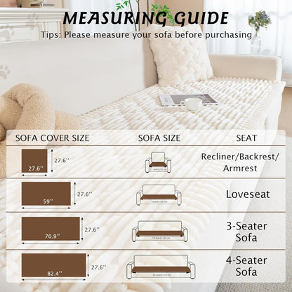 PuTian 100% Waterproof Fuzzy Couch Cover for Dogs Washable Non-Slip Furniture Cover Pet Friendly Dog Mat for Couches and Sofas White 27.6''x59'' 70cmx150cm