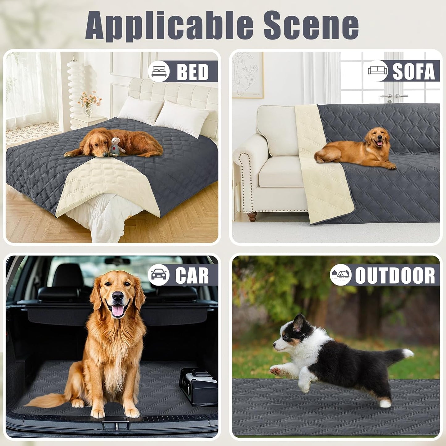 Smiry Waterproof Dog Bed Cover Blanket 30x70, Soft Reversible Pet Blanket, Washable Leakproof Cats Dogs Couch Cover for Sofa, Couch, Furniture, Grey/Dark Grey