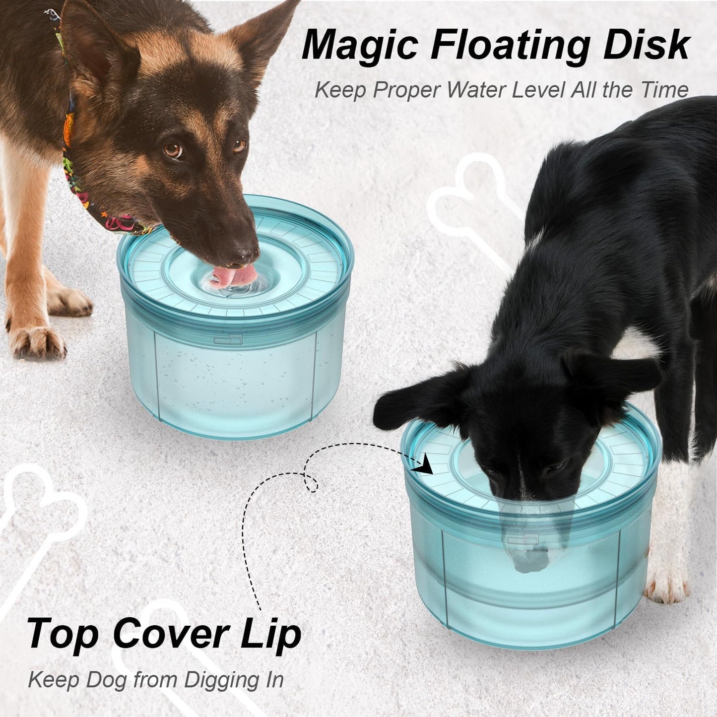 1Gallon No Spill Water Bowl for Dogs, Tritan BPA-Free Spill Proof Water Bowl with Non-Slip Mat, No Splash Slow Drinking Dog Water Bowl for Messy Drinker