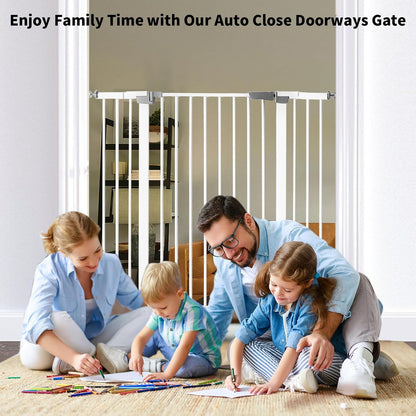 41 Inch Tall Baby Gate Auto Close Dog Gate Adjustable 29.92"-57.48" Wide Pressure Mounted Walk Through Swing Pet Gate for Doorways (White, 29.92"-57.48" Wide)