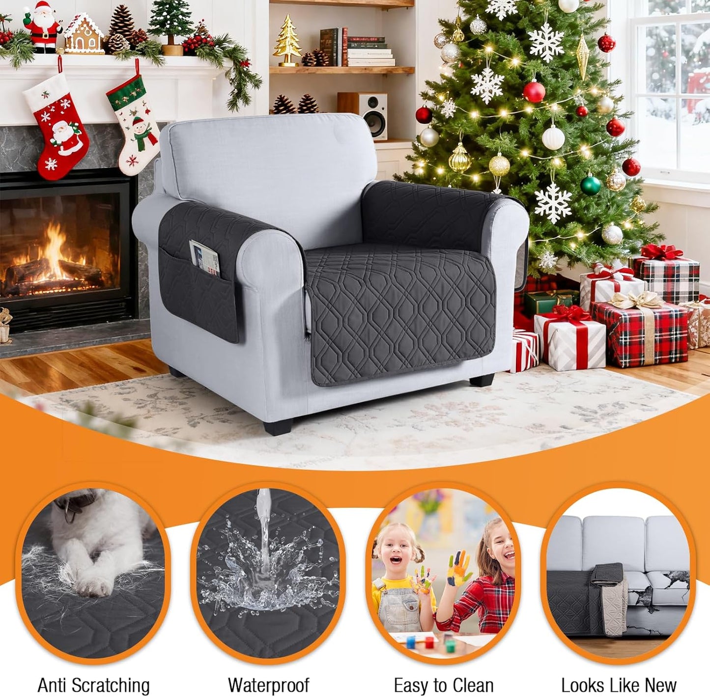 VANSOFY Couch Cover, Waterproof Sofa Covers Washable Slipcover Furniture Protector Couch Seat Covers Non-Slip Couch Cover for Dogs, Pets(Sofa, Dark Gray)