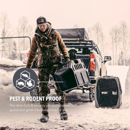 GUNNER 50 lbs Dog Food Storage Container - Waterproof & Airtight Pet Food Bin - Multi-Purpose Container for Dry Food, Corn, Chicken Feed, Treats, Bird Seed, & More - Gunmetal